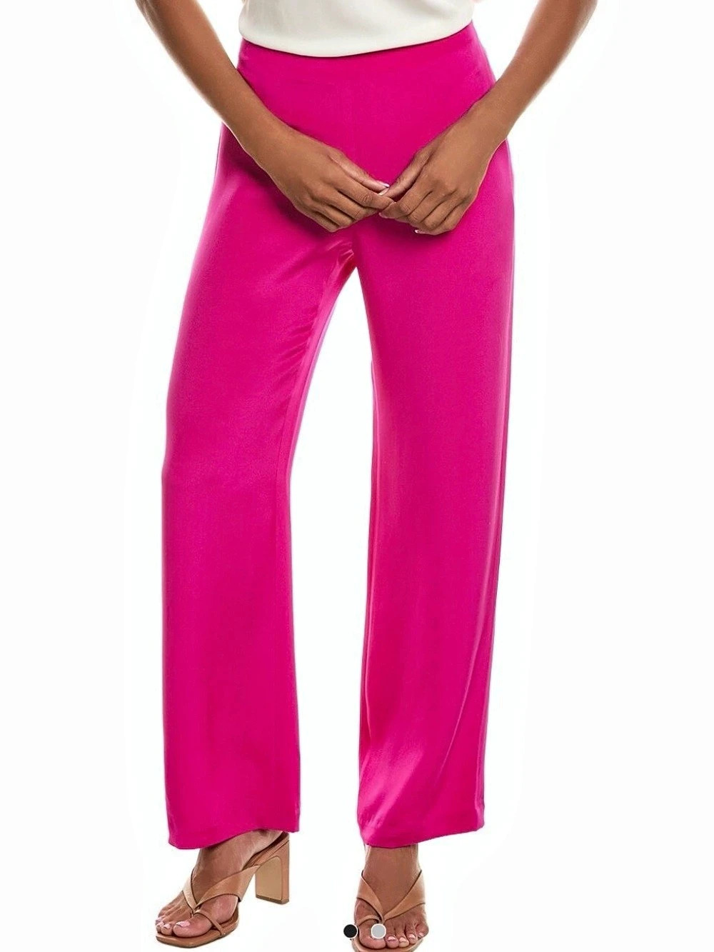 J.McLaughlin RSVP Silk Straight-Leg Pants in Pink Size 0
